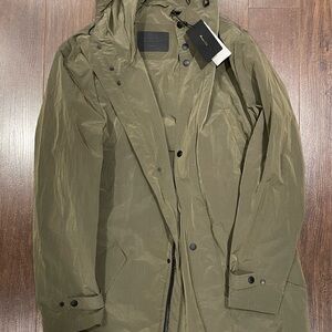 Massimo Dutti Khaki Hooded Raincoat